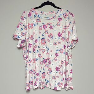 Women's Floral Short Sleeve Blouse - Pink Floral